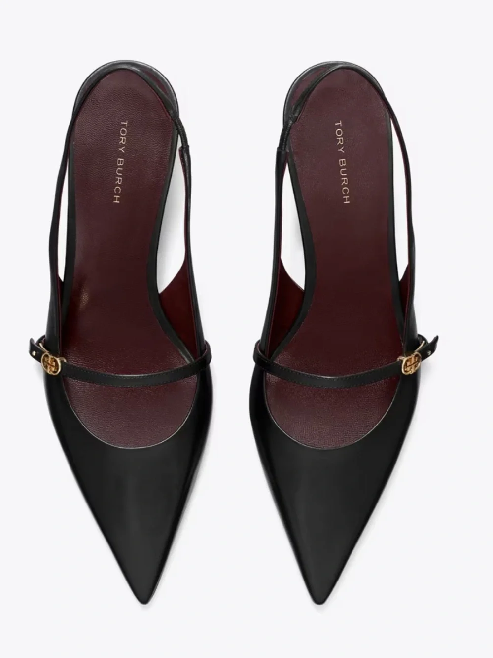 TORY BURCH DOUBLE T BUCKLE MARY JANE SLINGBACK $325 size 10  Perfect Black